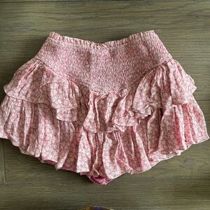 Pink Floral Ruffle Skorts